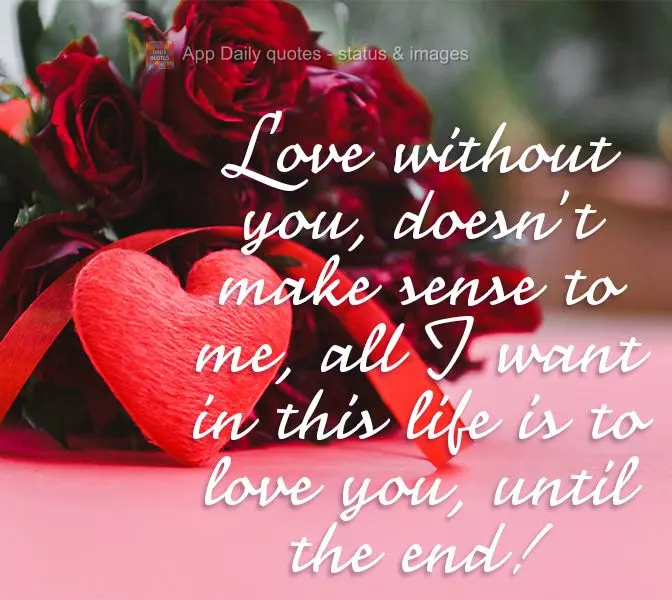 Love without you, doesn't make sense to me. All I want in this life is to love you until the end!