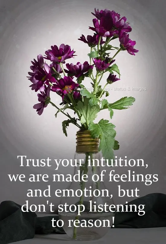 Trust your intuition. We are made of feelings and emotions but don't stop listening to reason!