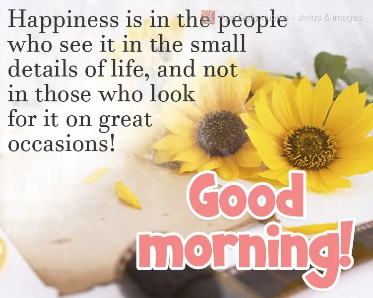 Happiness is in the people who see it in the small details of life, and not in those who look for it on great occasions! Good morning!