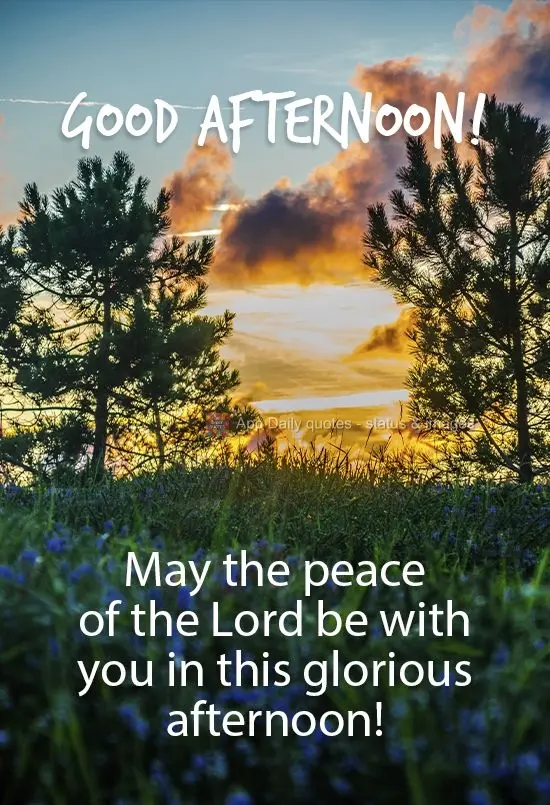 May the peace of the Lord be with you on this glorious afternoon! Good Afternoon!