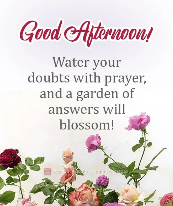 Regue suas dúvidas com oração, e florescerá um jardim de respostas!
 Boa tarde! 