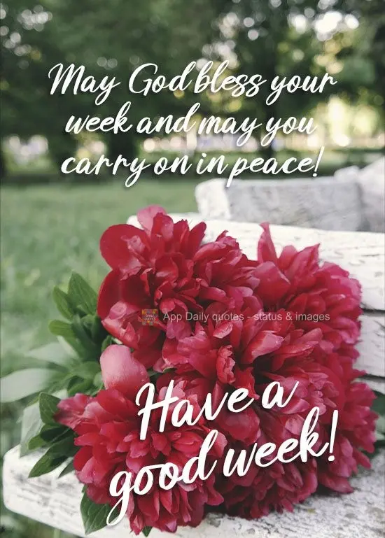 May God bless your week and may you carry on in peace!  Have a good week! 