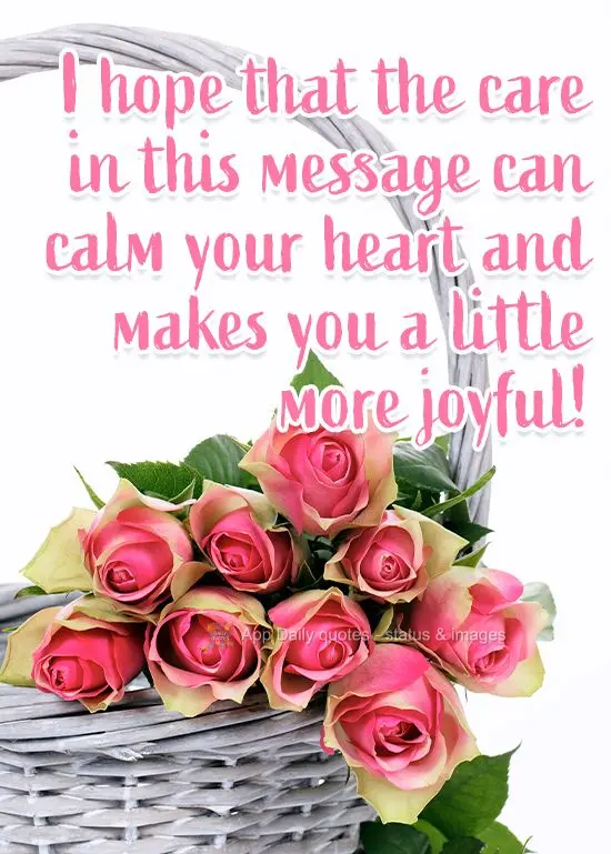 Espero que o carinho dessa mensagem acalme seu coração e te faça um pouquinho mais alegre!
