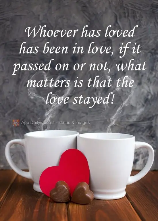Anyone who loves has already been in love. If it was fleeting or not, what matters is that the love stayed! 
