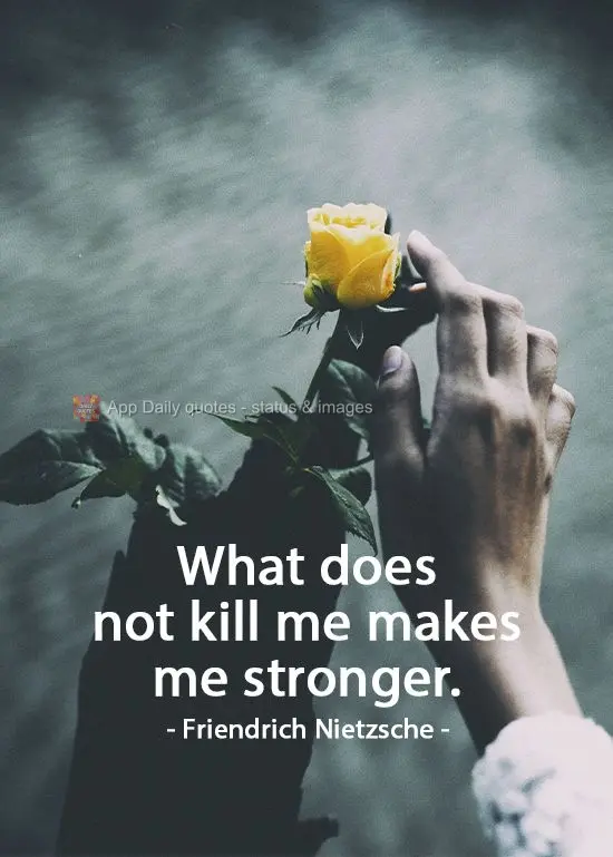What does not kill me makes me stronger.   Friendrich Nietzsche