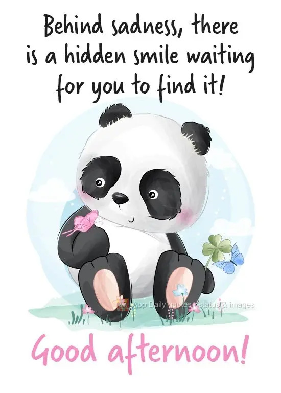 Por trás da tristeza há um sorriso guardado esperando você encontrá-lo! 
 Boa tarde!