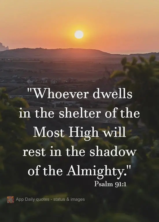 "Whoever dwells in the shelter of the Most High will rest in the shadow of the Almighty."  Psalm 91:1