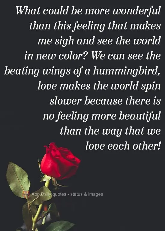 O que pode ser mais lindo do que esse sentimento que me faz suspirar e enxergar o mundo com uma nova cor? Conseguimos ver o bater das asas de um beija-fl...