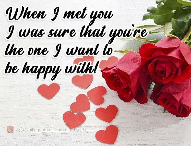When I met you I was sure that you were the one I wanted to be happy with! 