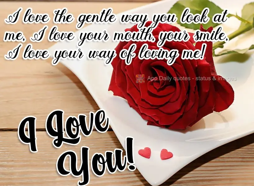 Amo seu jeito meigo de me olhar, amo sua boca, seu sorriso, amo sua forma de me amar!  EU AMO VOCÊ!