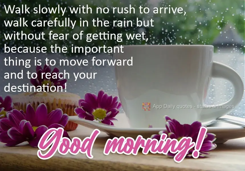 Walk slowly in no rush to arrive. Walk carefully in the rain without fear of getting wet, because the important thing is to move forward and reach your d...