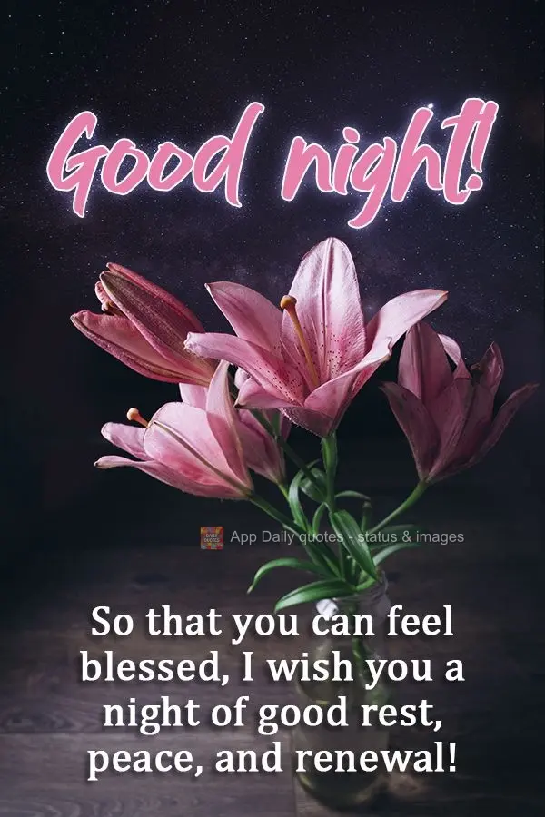 So that you can feel blessed, I wish you a night of good rest, peace, and renewal!  Good night! 
