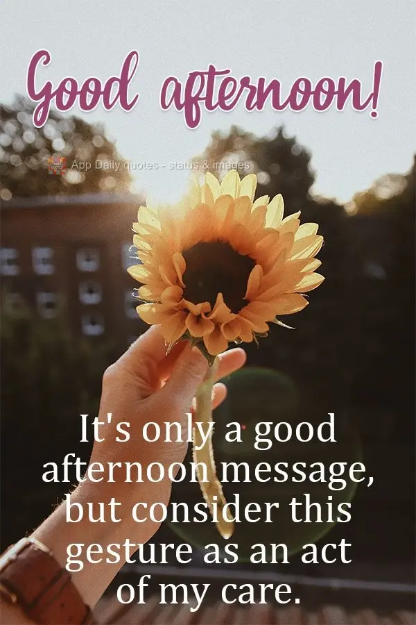 É apenas uma mensagem de boa tarde, mas considere esse gesto como um ato de carinho.  Boa tarde