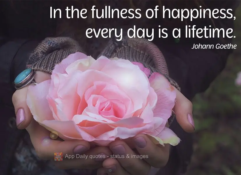 In the fullness of happiness, every day is a lifetime.   Johann Goethe