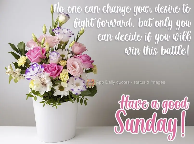 No one can change your desire to continue fighting, but only you can decide if you will win this battle!  Have a good Sunday! 