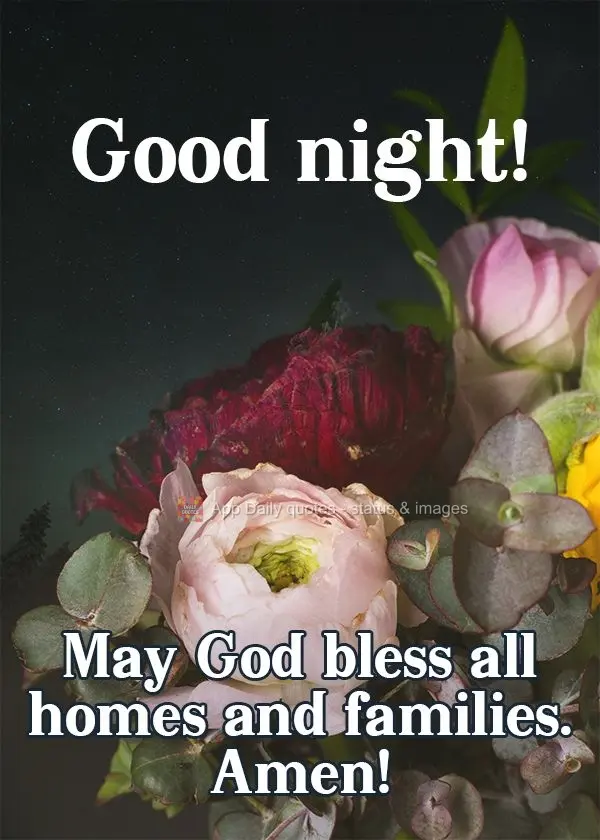 May God bless all homes and families. Amen!  Good night! 