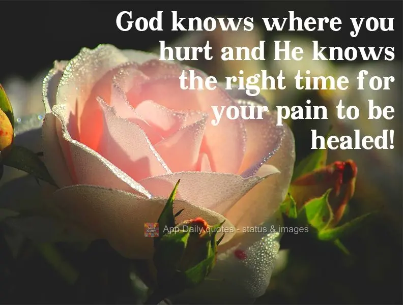 God knows where you hurt, and He knows the right time for your pain to be healed! 