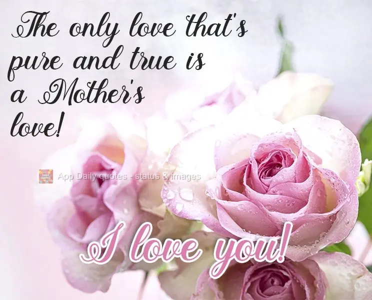 The only love that's pure and true is a Mother's love!  I love you! 