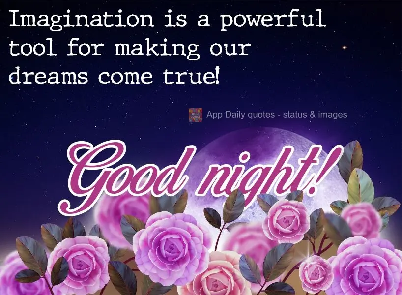 A imaginação é uma ferramenta poderosa para realização de nossos sonhos! Boa noite! 