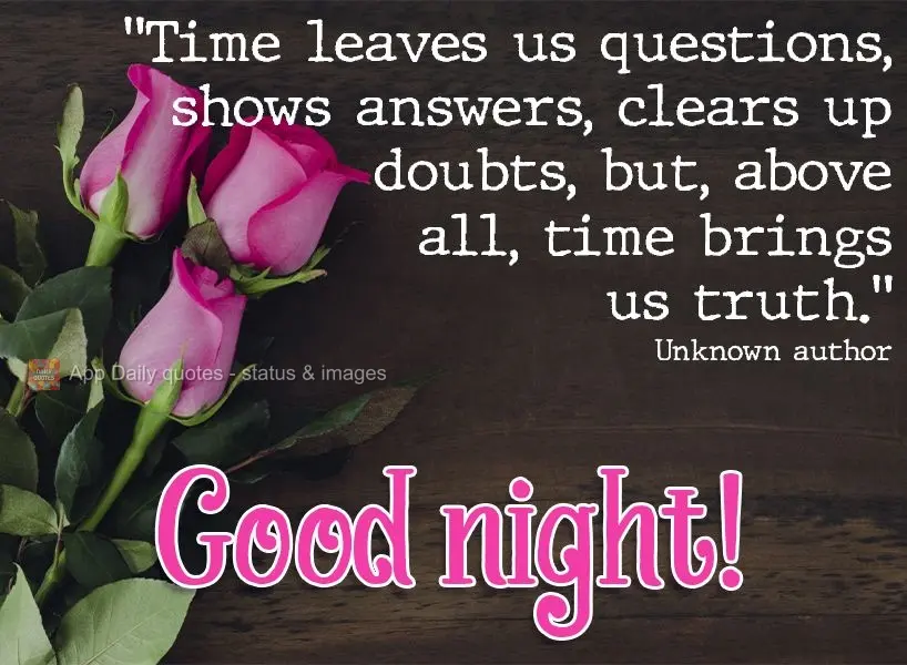 “O tempo deixa perguntas, mostra respostas, esclarece dúvidas, mas, acima de tudo, o tempo traz verdade.”  Boa noite! Autor desconhecido