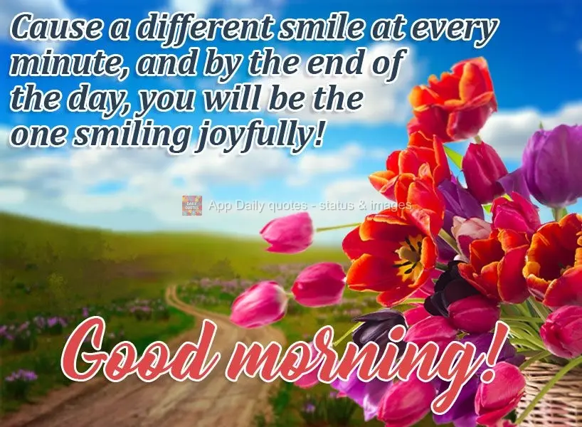Conquiste em cada minuto um sorriso diferente e, ao final do dia, é você quem estará sorrindo alegremente! Bom dia! 