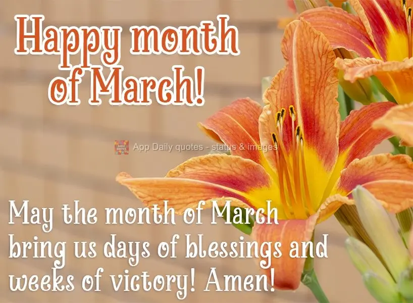 Que o mês de março nos traga dias abençoados e semanas de vitórias! Amém! Feliz mês de Março! 