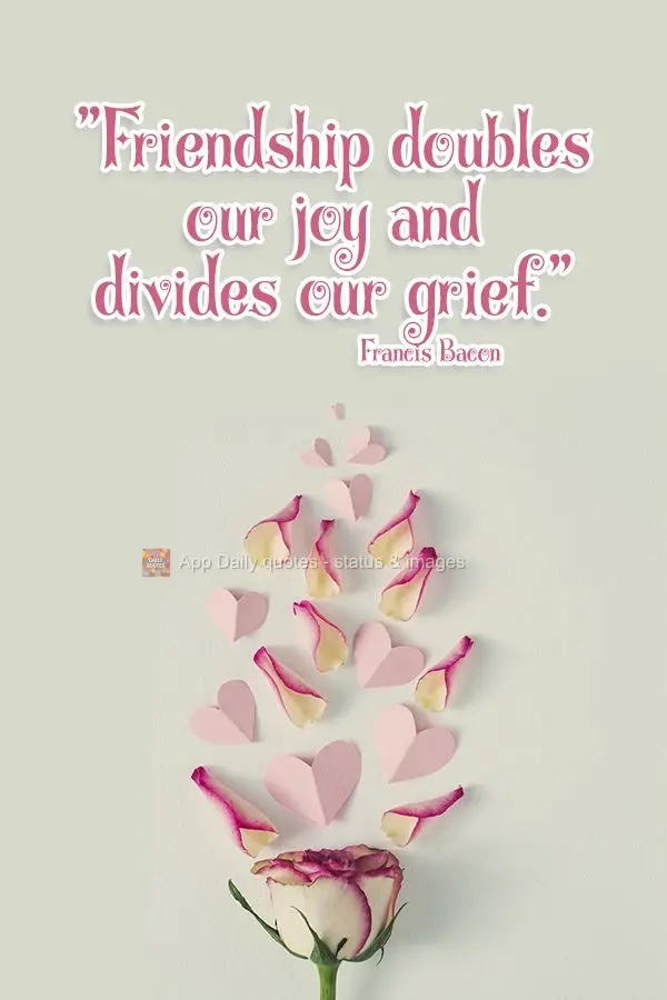 "Friendship doubles our joy and divides our grief." Francis Bacon