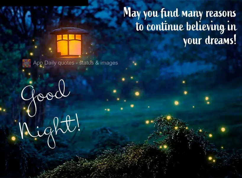 Que você encontre muitos motivos para continuar acreditando em seus sonhos! Boa noite! 