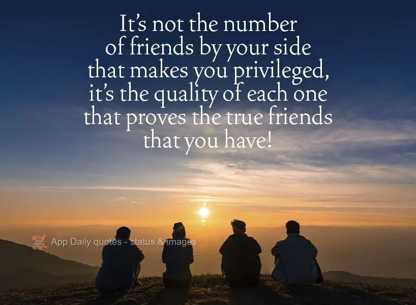 It's not the number of friends by your side that makes you privileged, it's the quality of each one that proves the true friends that you have!
