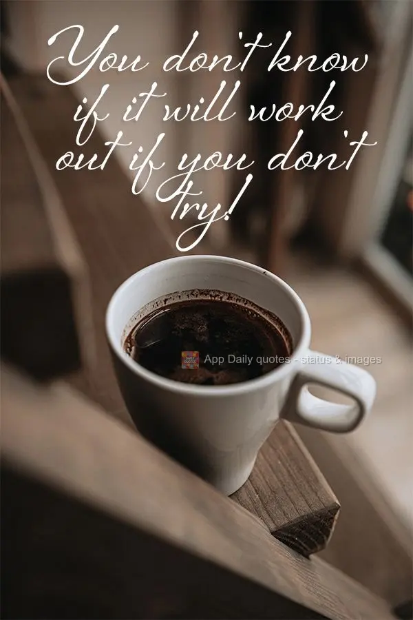 Você não sabe se dará certo, se não tentar!