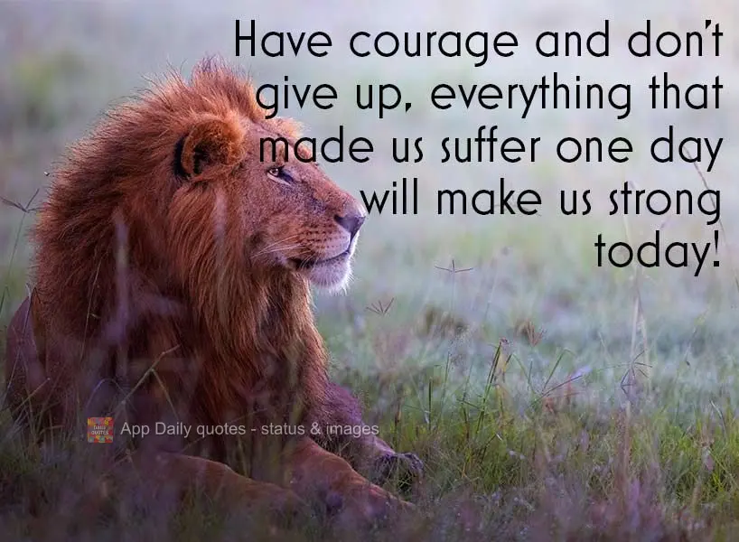 Have courage and don't give up, everything that made us suffer one day will make us strong today!