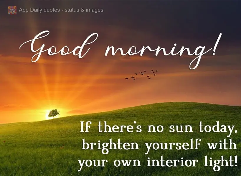 Se não houver sol hoje, ilumine-se com sua luz interior! Bom dia! 