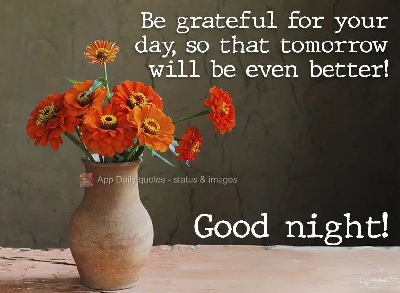 Agradeça pelo seu dia de hoje, para que amanhã seja ainda melhor!  Boa noite!