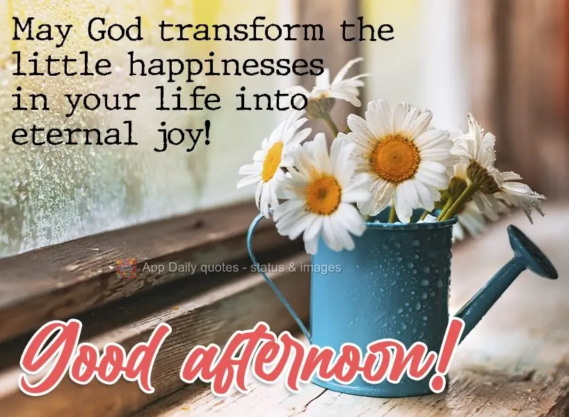 Que Deus transforme as pequenas alegrias da sua vida em uma eterna felicidade! Boa tarde! 