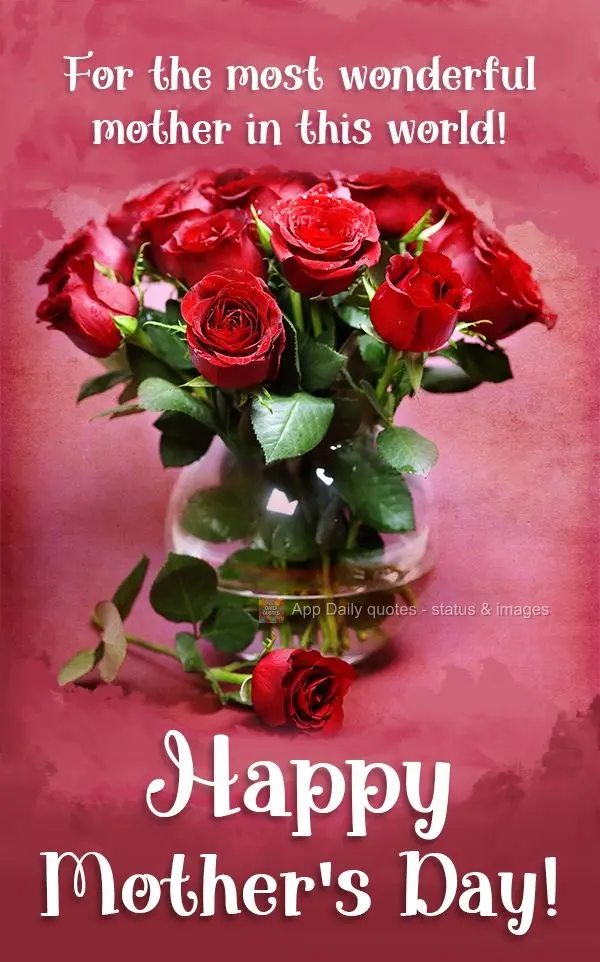 For the most wonderful mother in the world! Happy Mother's Day!