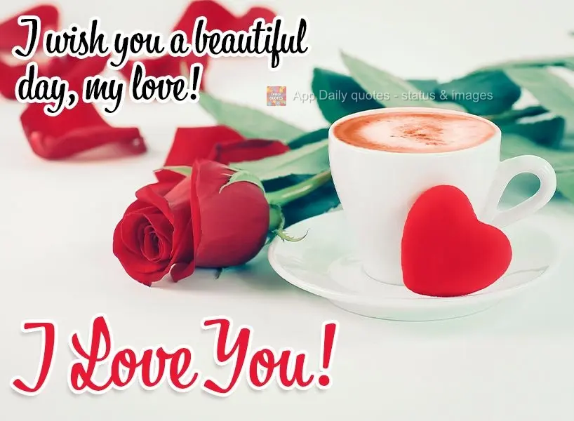 Desejo um lindo dia pra você, meu amor!  Eu te amo!