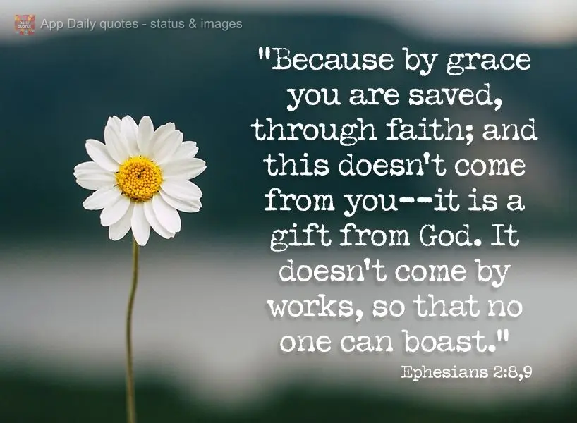 “Porque pela graça sois salvos, por meio da fé; e isto não vem de vós, é dom de Deus. Não vêm das obras, para que ninguém se glorie.” Efésio...
