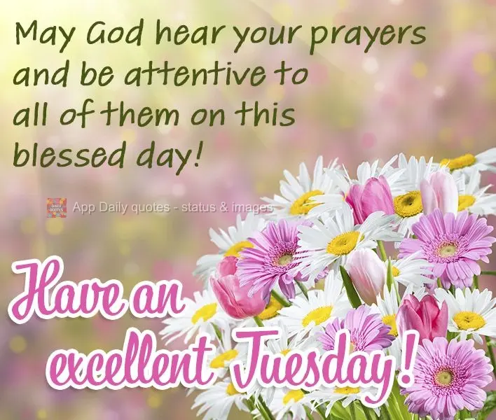 May God hear your prayers and be attentive to all of them on this blessed day! Have an excellent Tuesday!