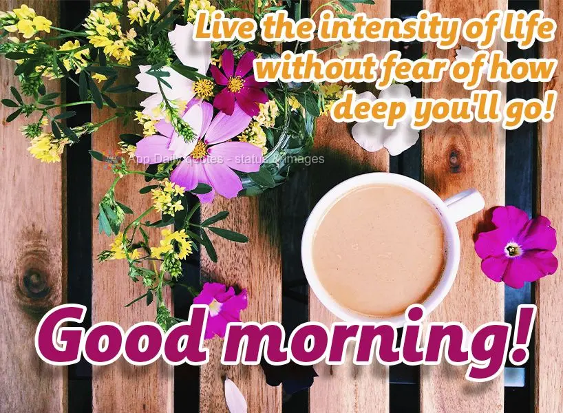 Experience the intensity of life without being afraid of how deep you might go!  Good morning!