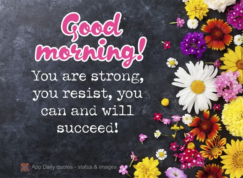 Você é forte, você é resistente, você pode e vai conseguir! Bom dia!