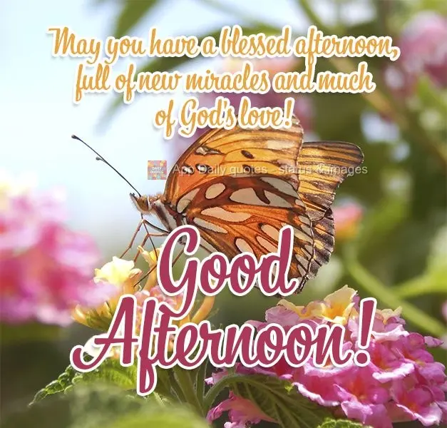 Que você tenha uma tarde abençoada, cheia de novos milagres e muito amor de Deus! Boa tarde!