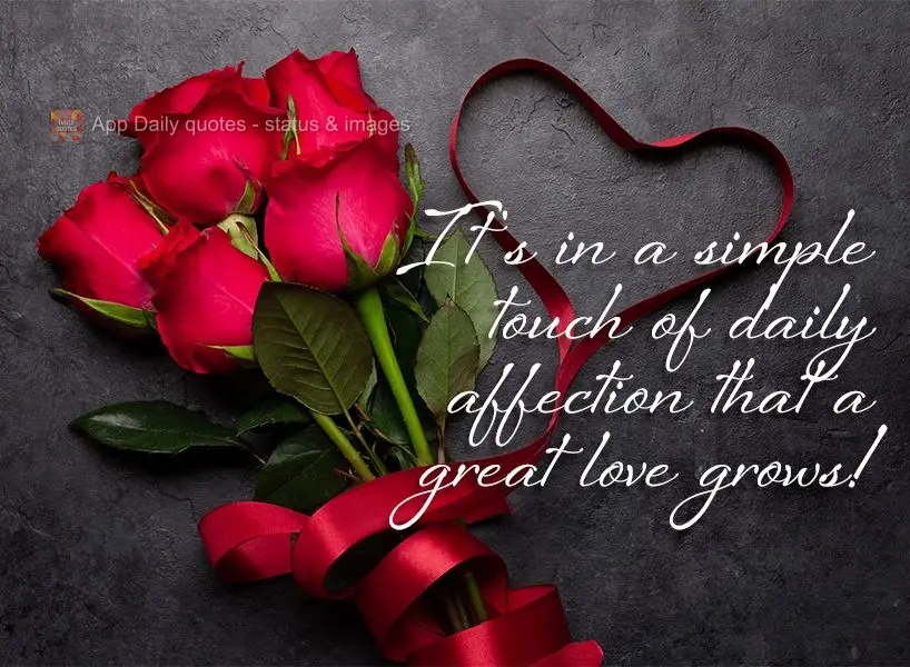 It's in a simple touch of daily affection that a great love grows!