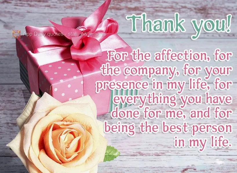 For the affection, for the company, for your presence in my life, for everything you have done for me, and for being the best person in my life. Thank yo...