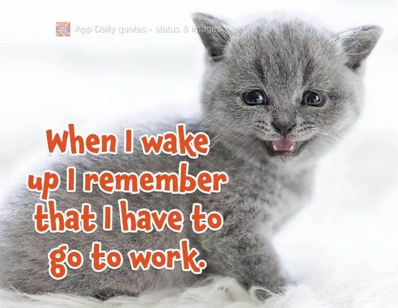 When I wake up I remember that I have to go to work