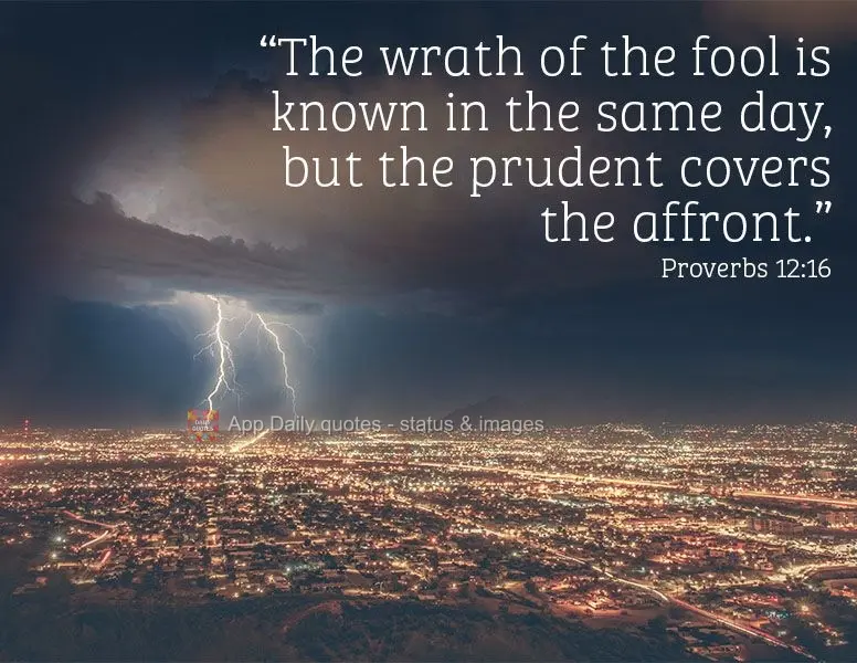 "Fools show their annoyance at once,
but the prudent overlook an insult." Proverbs 12:16