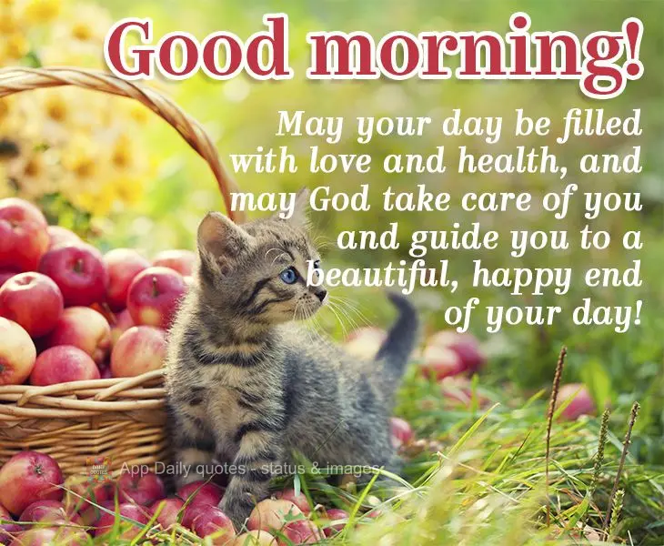 May your day be filled with love and good health, and may God take care of you and guide you to a beautiful, happy day's end! Good morning!