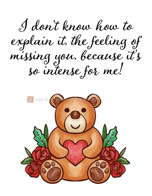 I don't know how to explain it, the feeling of missing you, because it's so intense for me!