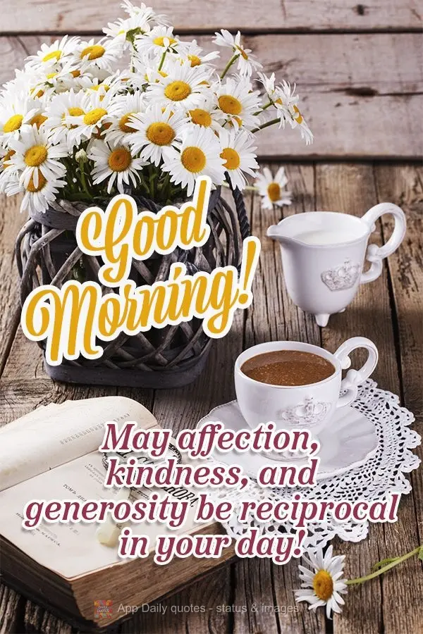 May affection, kindness, and generosity be reciprocal in your day! Good morning!