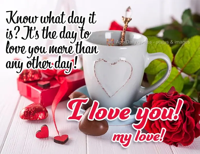 Know what day it is? It's the day to love you more than any other day! I love you, my love!