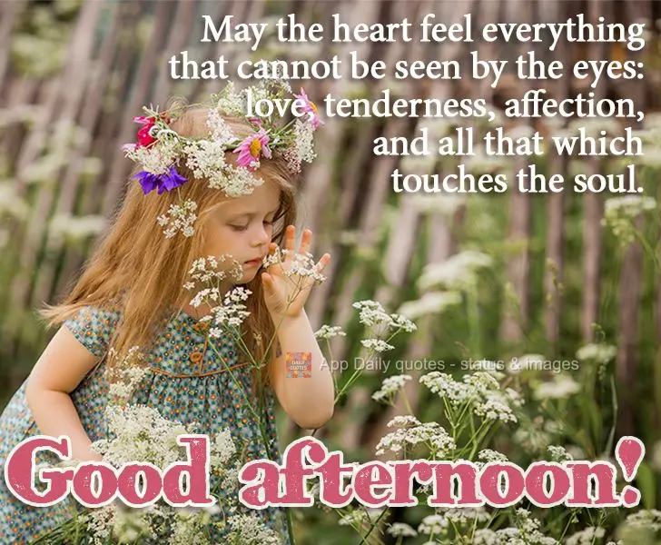 Que o coração possa sentir tudo o que não é visível aos olhos; o amor, ternura, carinho e tudo aquilo que toca a alma. Boa tarde!